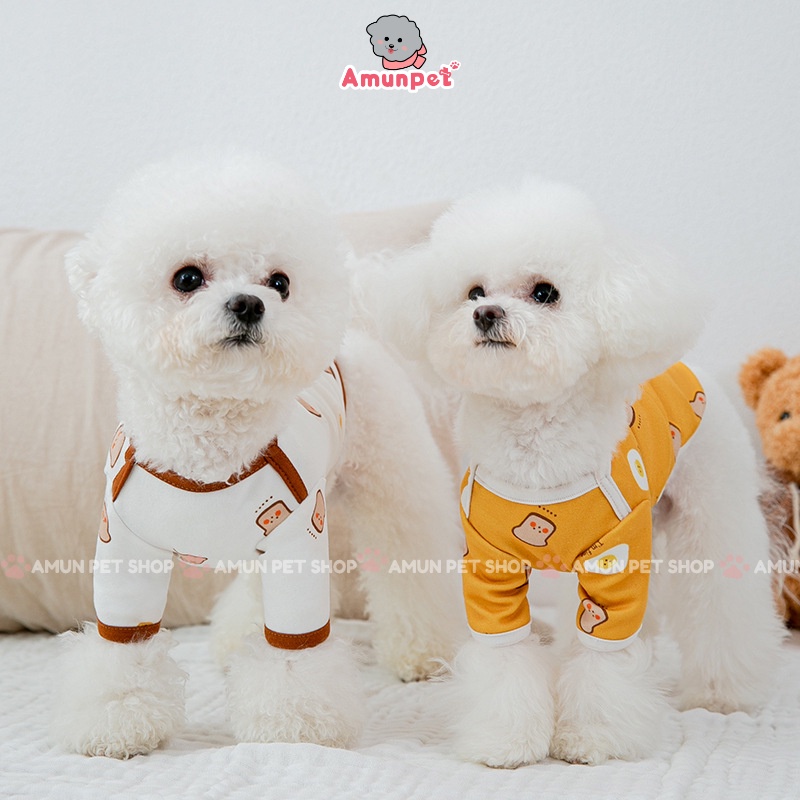 Áo Thun Cho Chó Mèo Hoạ Tiết Bánh Mì Dễ Thương Phong Cách Hàn Quốc Chất Mềm Mại Thời Trang Quần Áo Thú Cưng Amun Pet