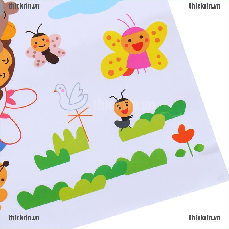 <Hot~new>Happy animals Elephant Monkey wall sticker kids room DIY Cartoon Zoo decals