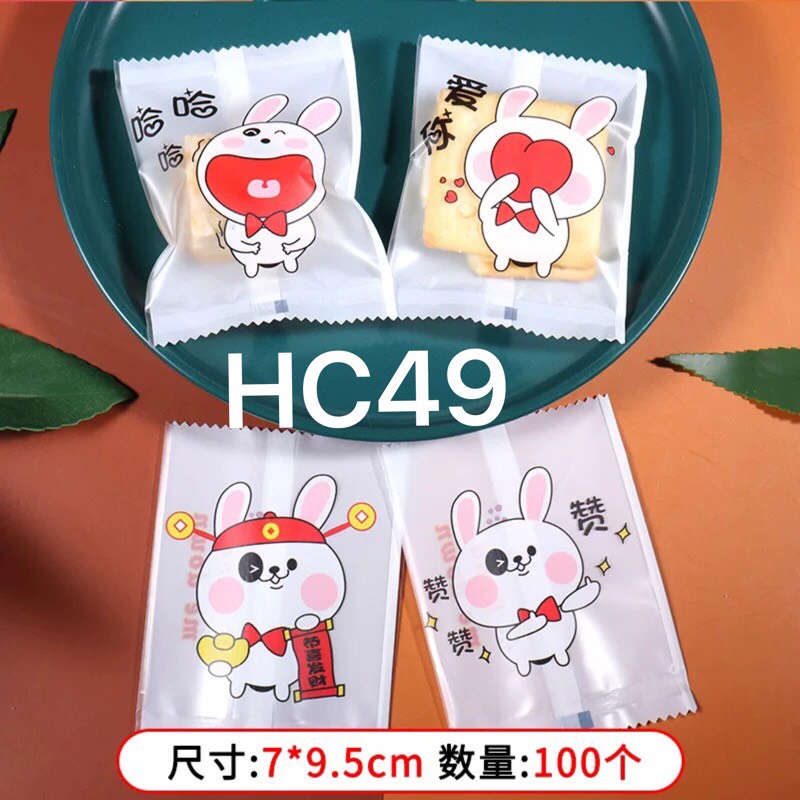 Túi đựng bánh cookie/bánh tuy/trà hoa thỏ mồm rộng HC49