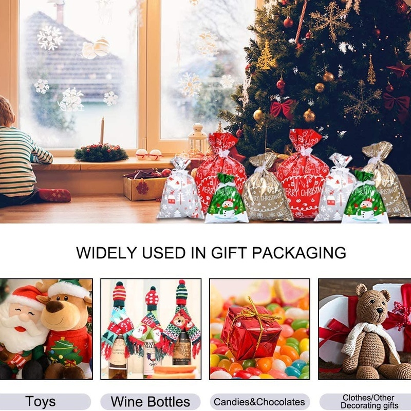 [Hàng Giáng Sinh] Túi Dây Rút Đựng Bánh Kẹo Hình Ông Già Noel / Người Tuyết Màu Vàng / Bạc Dễ Thương