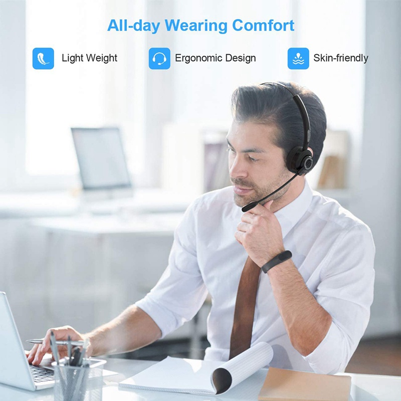 Tai Nghe Bluetooth Không Dây Chống Ồn Có Mic Cho Pc / Điện Thoại / Máy Tính Bảng