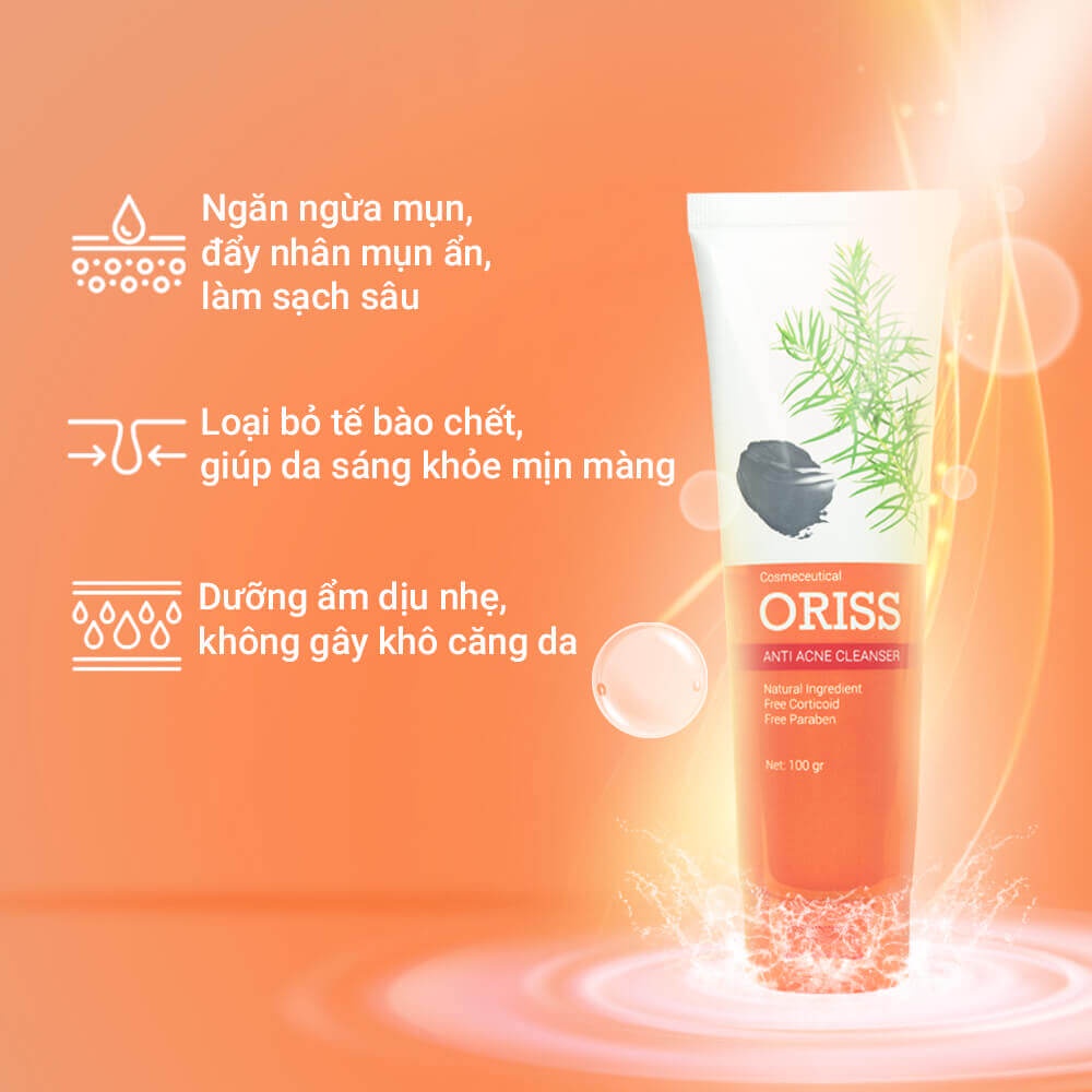 Sữa Rửa Mặt Oriss Dưỡng Trắng Tạo Bọt Ngừa Mụn Dưỡng Ẩm Tẩy Tế Bào Chết Thu Nhỏ Lỗ Chân Lông Oribe Tuýp 100g