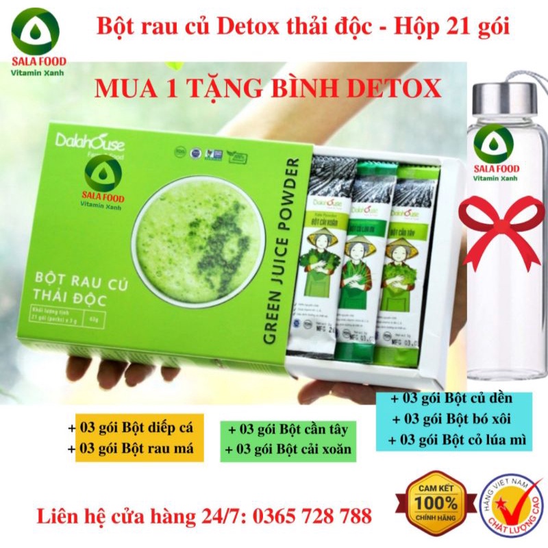 Combo Detox Giảm Cân Thải Độc Dalahouse Hộp 21 gói 7 vị tiện lợi - Thanh Lọc Cơ Thể - Organic 100%