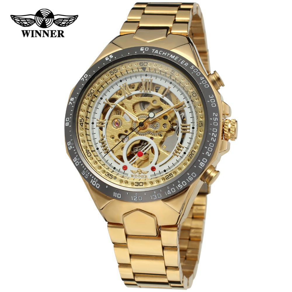 ĐỒN HỒ NAM Cơ Winner TM03- LHBV Đồng Hồ Nam Dây Thép đúc đặc không gỉ-Mặt chống xước.Chống nước