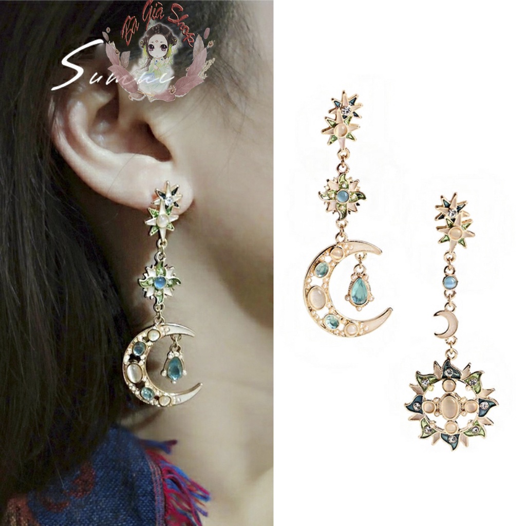 Bông tai hoa tai trang sức mặt trăng mặt trời
