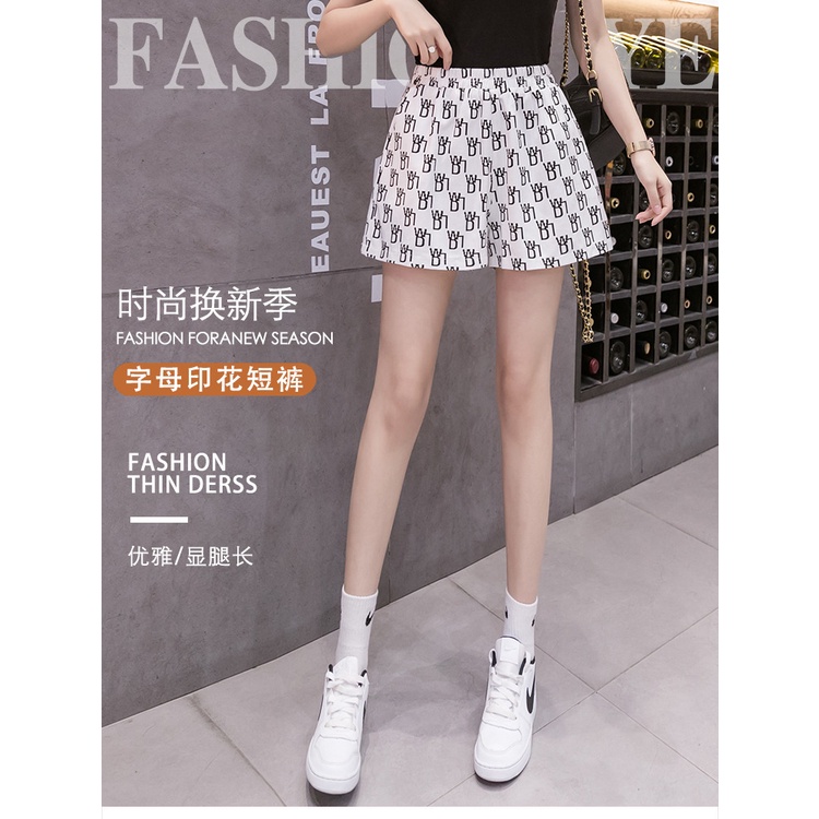 Quần Short Lưng Cao Ống Rộng In Chữ Thời Trang Cho Nữ
