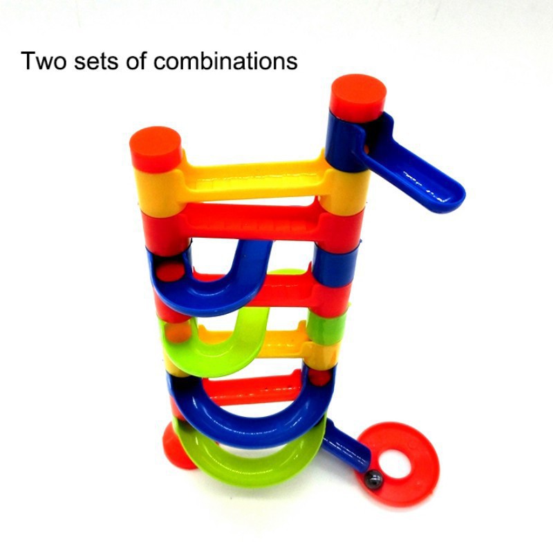 Pentagon Kids Building Blocks Track Run Marble Construction Maze Game DIY Toys