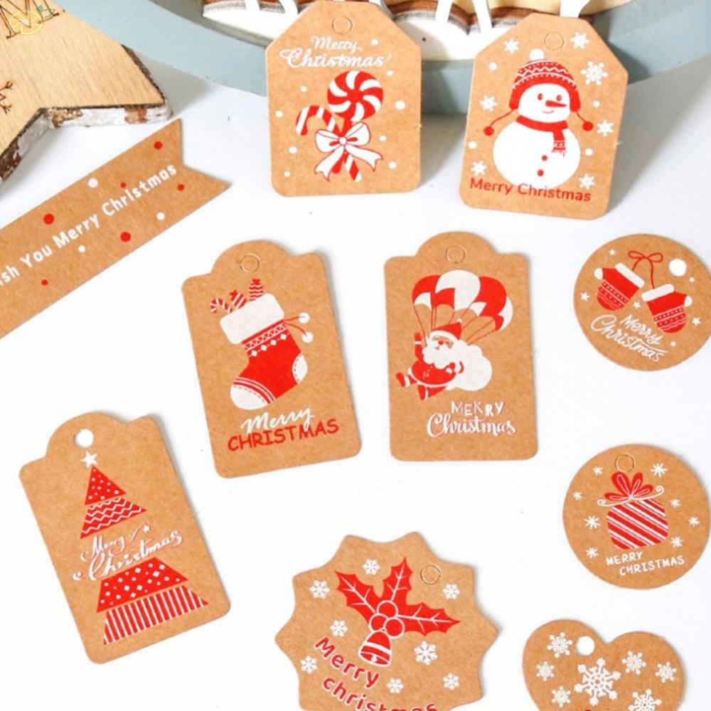 50 Tag Giấy Hình Ông Già Nô En, Người Tuyết, Dùng Trang Trí Giáng Sinh