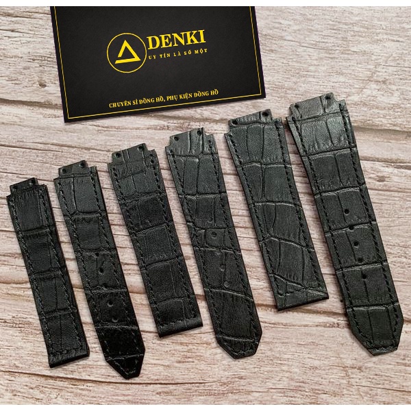 Dây đồng hồ cao cấp thủ công Hublot nam size 42 - da cá sấu 19 x 25 x 22mm