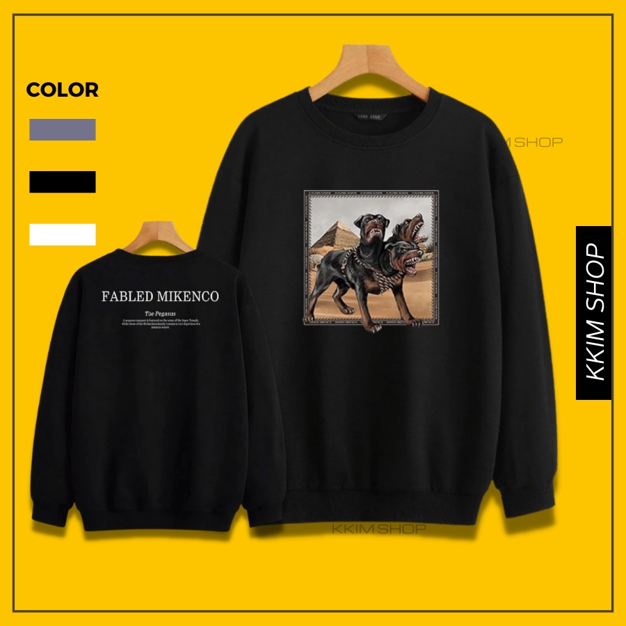 Áo Nỉ SWEATER Chó 3 đầu MIKENCO Ceberus, Áo Nỉ Dài Tay Form Rộng Oversize Unisex Nam Nữ, Chất Nỉ dày dặn cao cấp