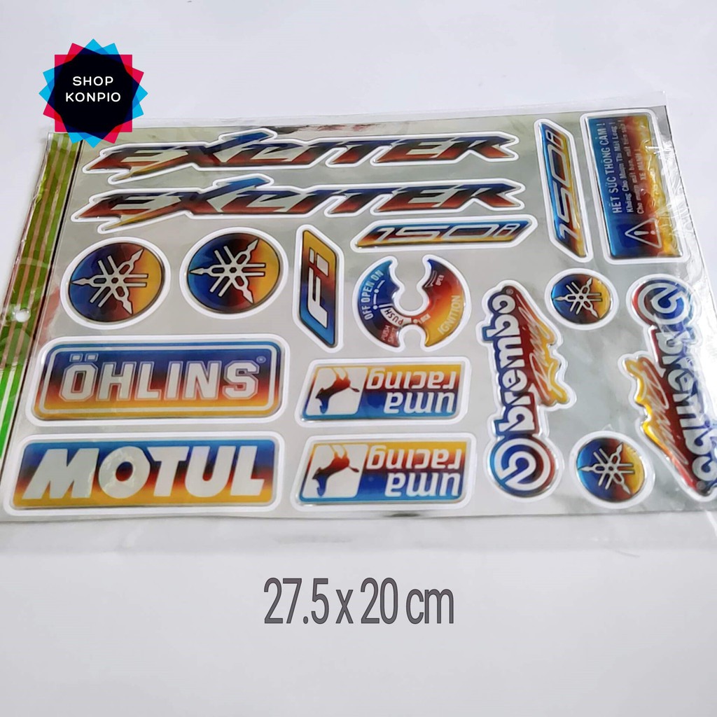Bộ Tem Crom Dán Xe Exciter Dập Nổi Cao Cấp Chống Thấm Nước, Chống Bay Màu ( Sticker )