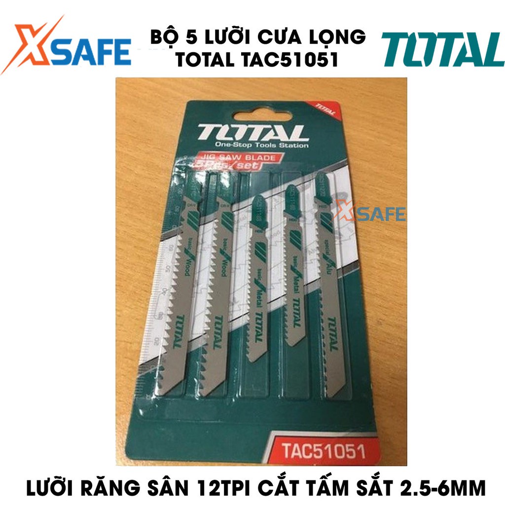 Bộ 5 lưỡi cưa lọng TOTAL TAC51051 Lưỡi cưa lọng Total chất liệu hợp kim siêu bền, dễ dàng cắt kim loại, gỗ