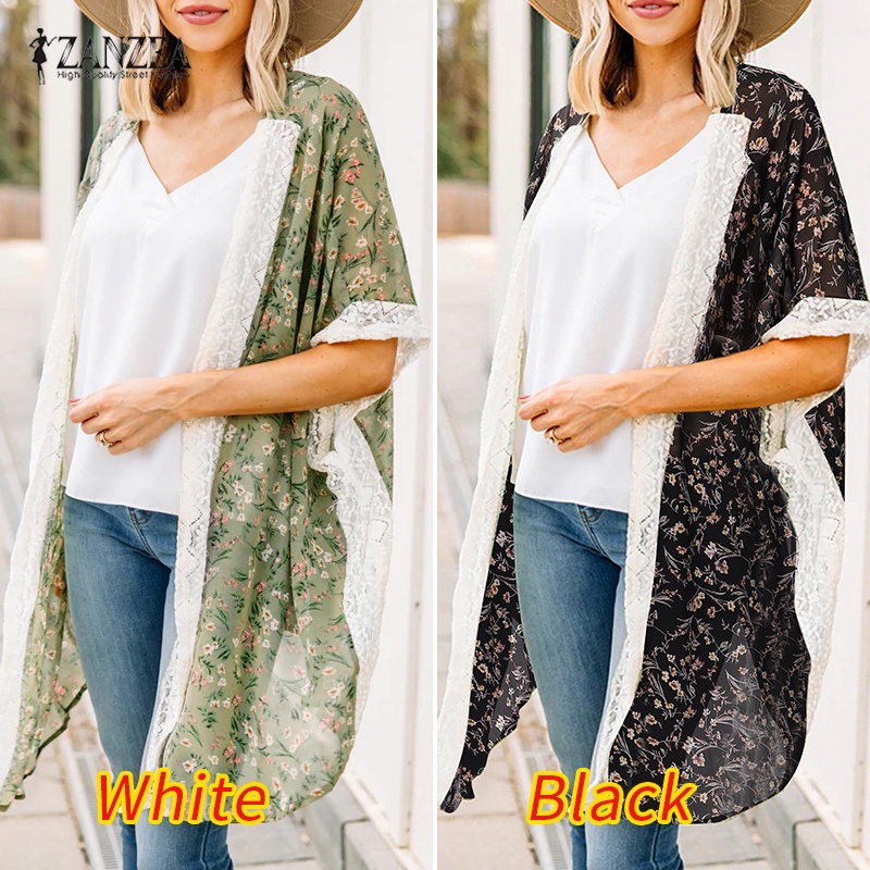 Zanzea Áo Khoác Cardigan Ren Hoa Tay Lửng Dành Cho Nữ