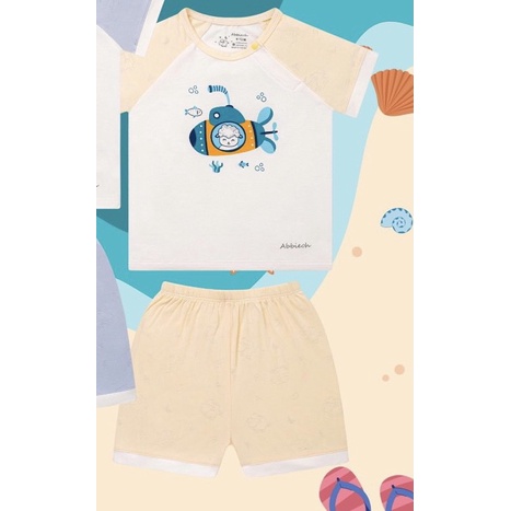[CHÍNH HÃNG] Bộ cộc tay quần đùi raglan cài vai tàu ngầm trẻ em Abbie Oh