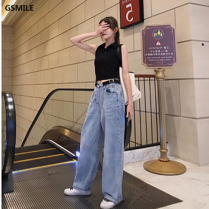 Quần jeans nữ ống rộng phong cách Hàn Quốc | BigBuy360 - bigbuy360.vn