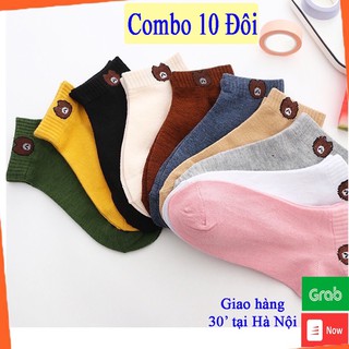 Tất Nữ Cổ Ngắn ,Tất Gấu Hàng Đẹp Loại 1 Nhiều Màu ,Không Xù,Thấm Hút Tốt.