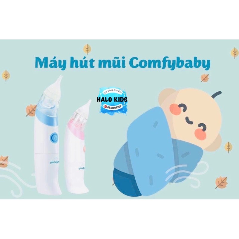 Máy hút mũi COMFYBABY có 2 màu: xanh & hồng - Lực hút đã được căn chuẩn dành cho bé 0m+ HaloKids