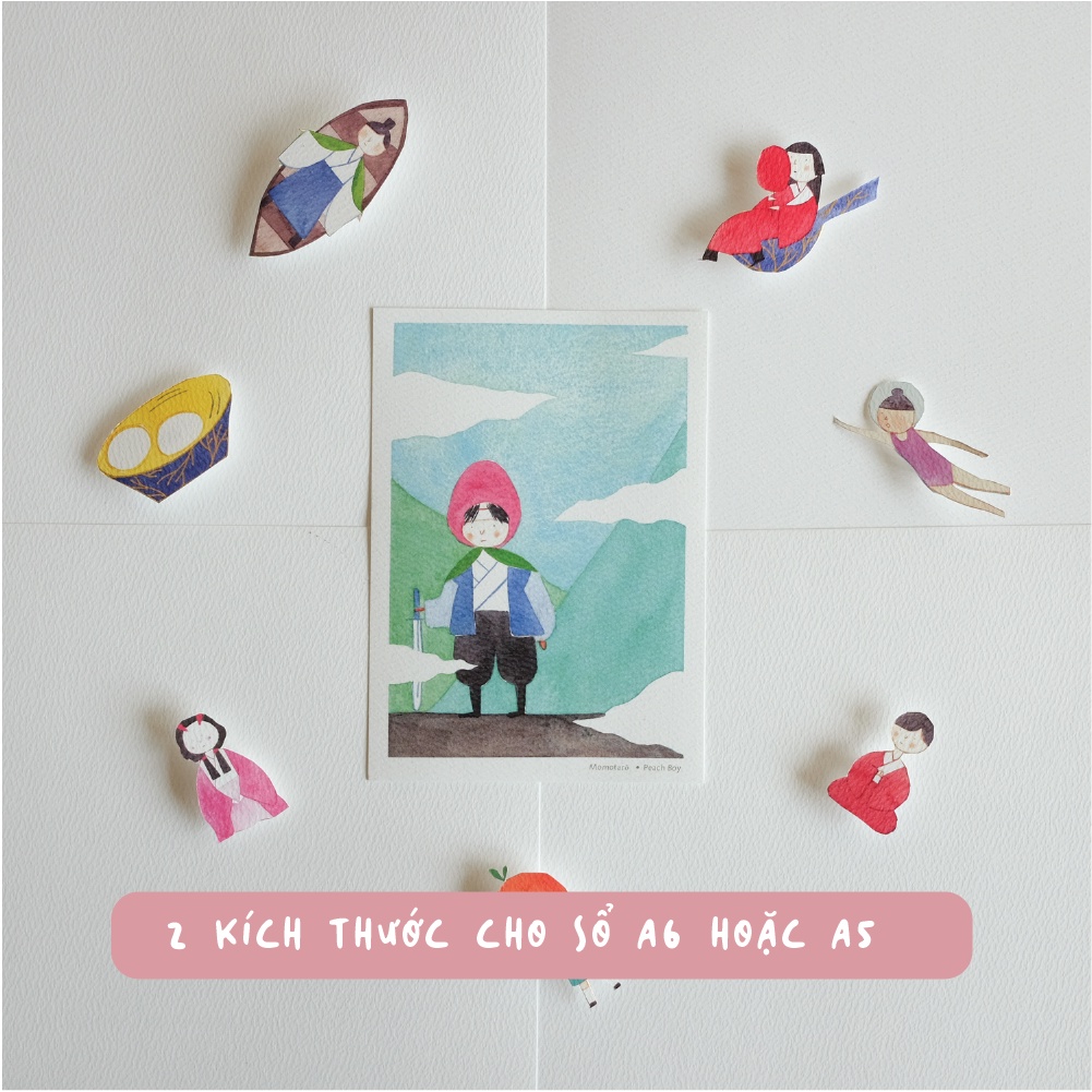 Set Postcards thay thế cho sổ Palette series  16 thiết kế phác họa văn hóa Nhật Bản đầy màu sắc