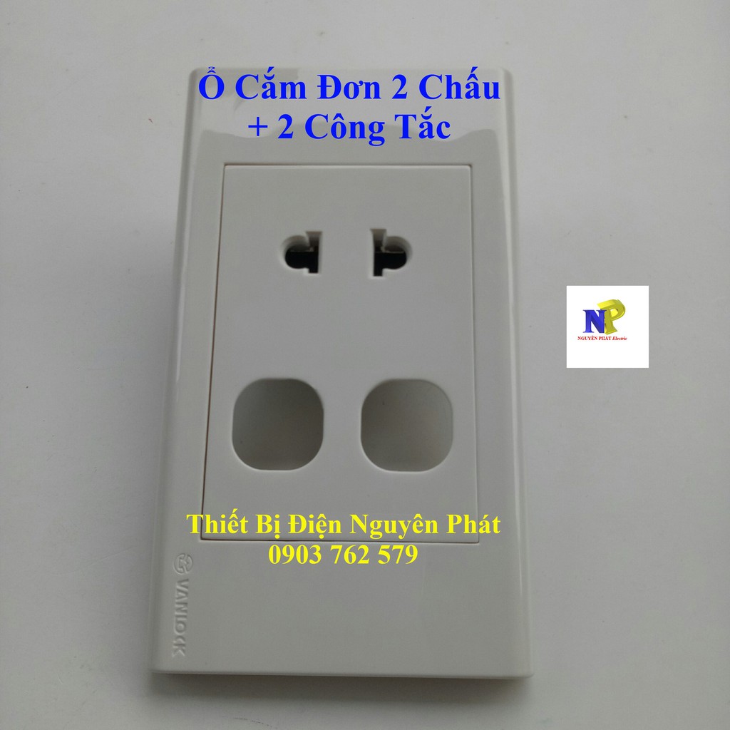 [SINO] Ổ Cắm Đơn 2 Chấu + 2 Công Tắc - 16A Dòng S18