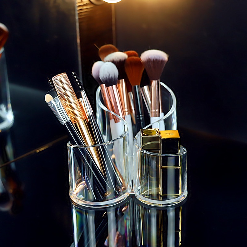 Hộp Đựng Cọ Trang Điểm Bằng Acrylic Trong Suốt Kèm Giá Đỡ Trưng Bày Điều Khiển Từ Xa
