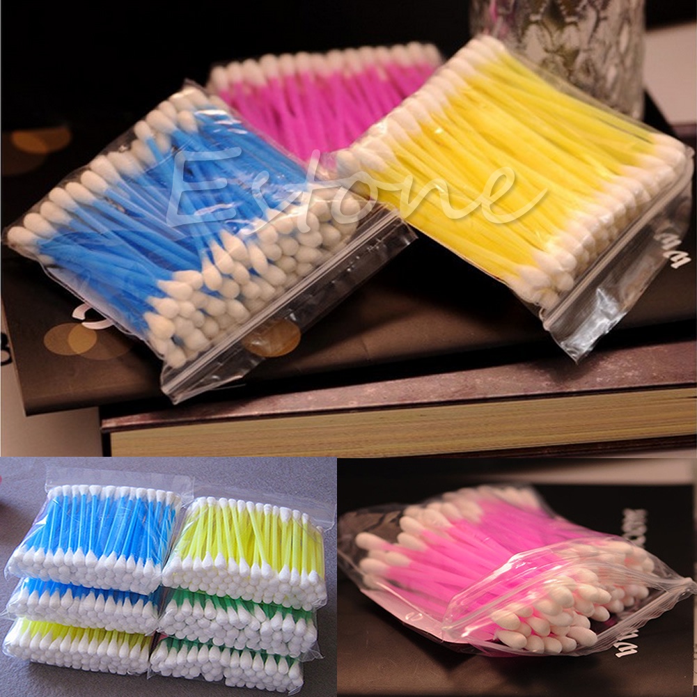 Bộ 100 Tăm Bông Cotton Dùng Một Lần Với Tay Cầm Nhựa Chắc Chắn Sturdy