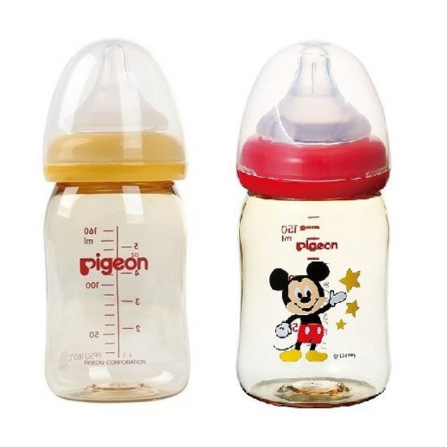 Bình Pigeon cổ rộng 160ml phiên bản hoạt hình (nhiều loại)CHÍNH HÃNG thuận tiện khi mang theo bình đi xa