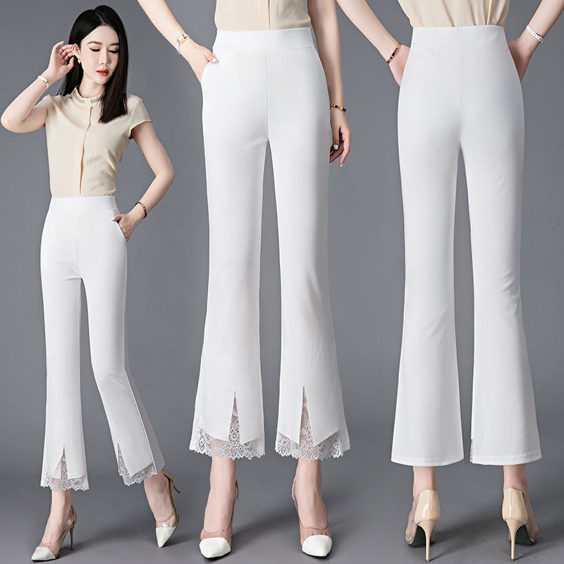 Quần Dài Lưng Cao Dáng Ôm Vải Lụa Mát Phong Cách Hàn Quốc Thời Trang Cho Nữ