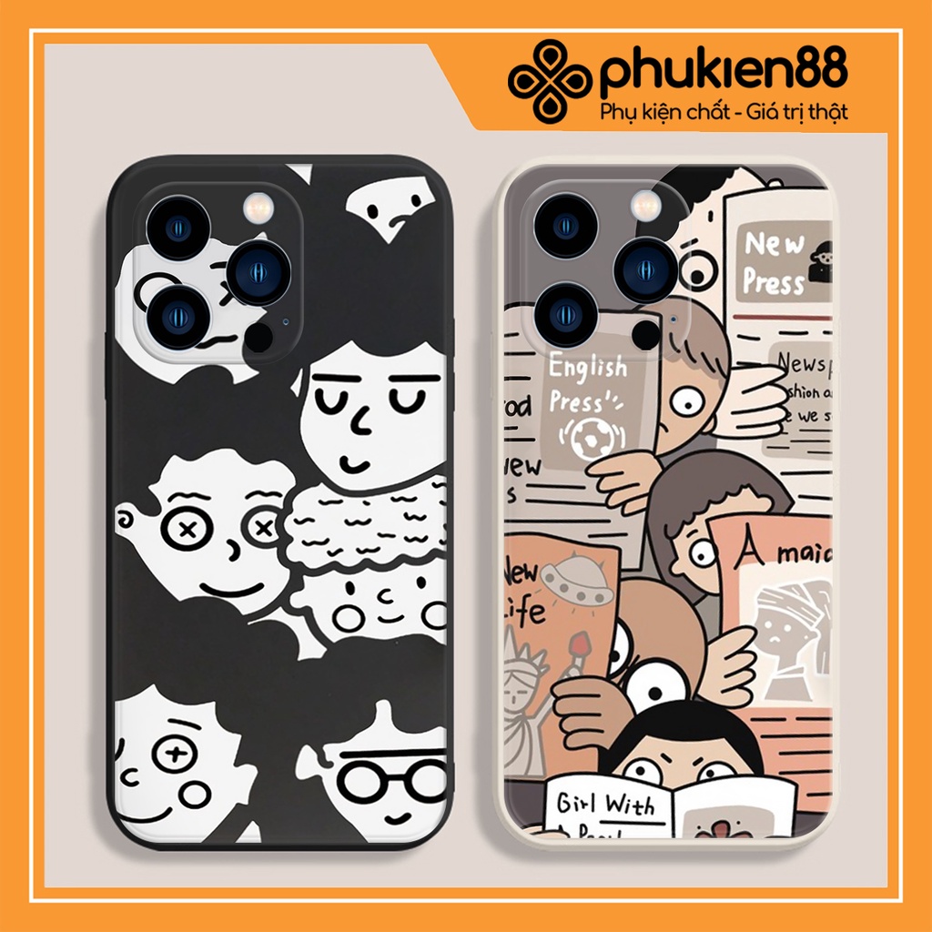 Ốp lưng ip Mặt đọc báo cạnh vuông 6/6plus/6s/6splus/7/7plus/8/8plus/x/xr/xs/11/12/13/pro/max/plus/promax