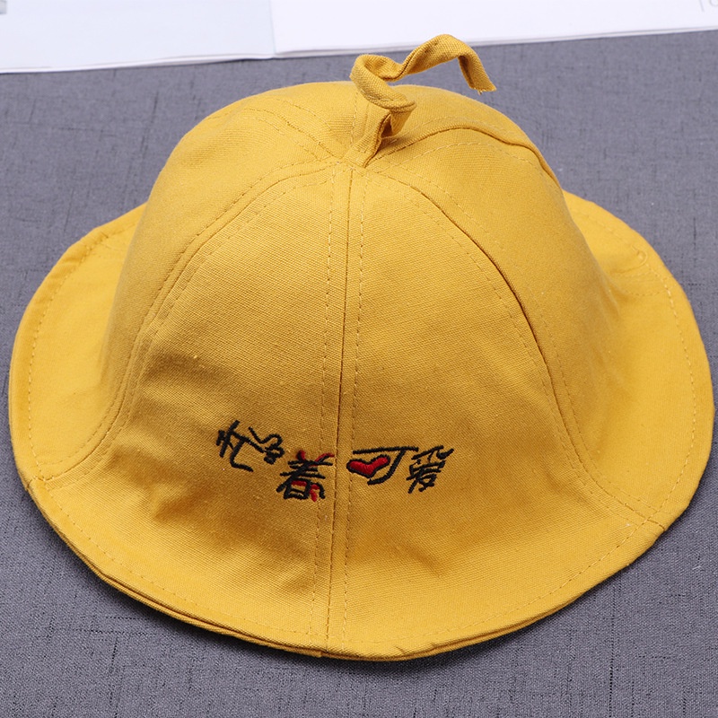 Mũ vành tròn cho bé trai và bé gái FUHA, nón vải thêu chữ sành điệu dành cho bé 1 đến 3 tuổi