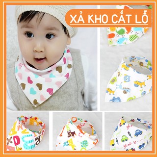 Khăn yếm tam giác cotton có cúc bấm cho bé, yếm ăn dặm