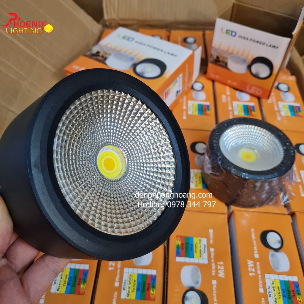 Đèn Ống Bơ Ốp Trần Nổi 3 Màu Công Suất 12W - Đèn Lon Nổi Vỏ Nhôm Đúc 3 Chế Độ Sáng