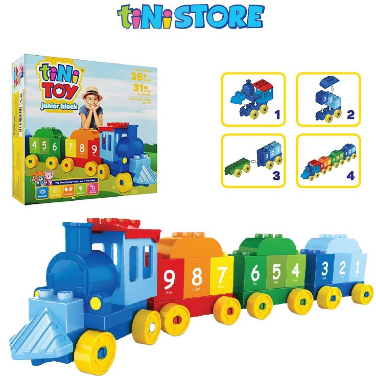 Đồ chơi lắp ráp lego TINITOY thông minh cho bé mẫu giáo tàu hỏa hiện đại nhiều mảnh 412