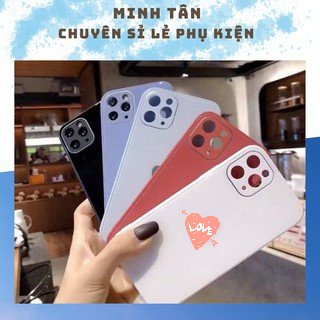 Ốp Kính Iphone 💖 𝘍𝘳𝘦𝘦𝘴𝘩𝘪𝘱 💖 Ốp Kính Viền Vuông Chống Bẩn Độ Iphone 12 Dành Cho Iphone 6 Đến 12 Pro Max