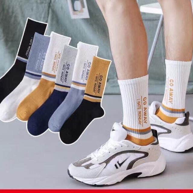 Tất thể thao cổ cao bắp chân Chữ Go Away cho cả nam và nữ