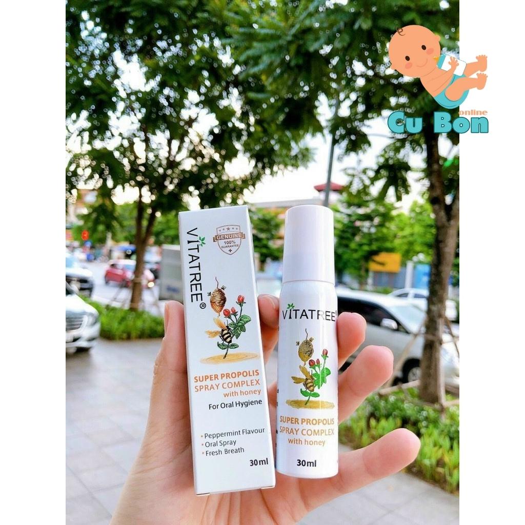 Xịt họng keo ong Vitatree 30ml của úc cho bé từ 2 tuổi của úc giảm đau ngứa họng tăng sức đề kháng