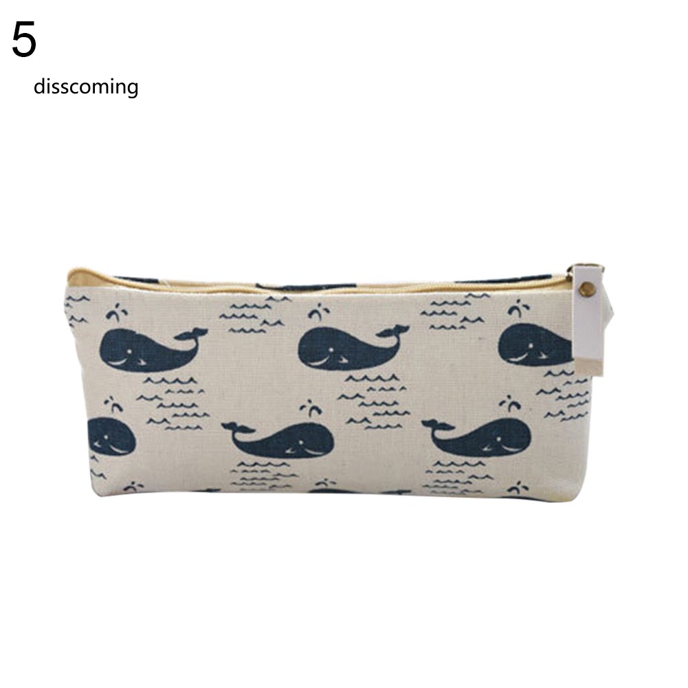 Túi đựng bút bằng vải lanh cotton với họa tiết hoạt hình dễ thương