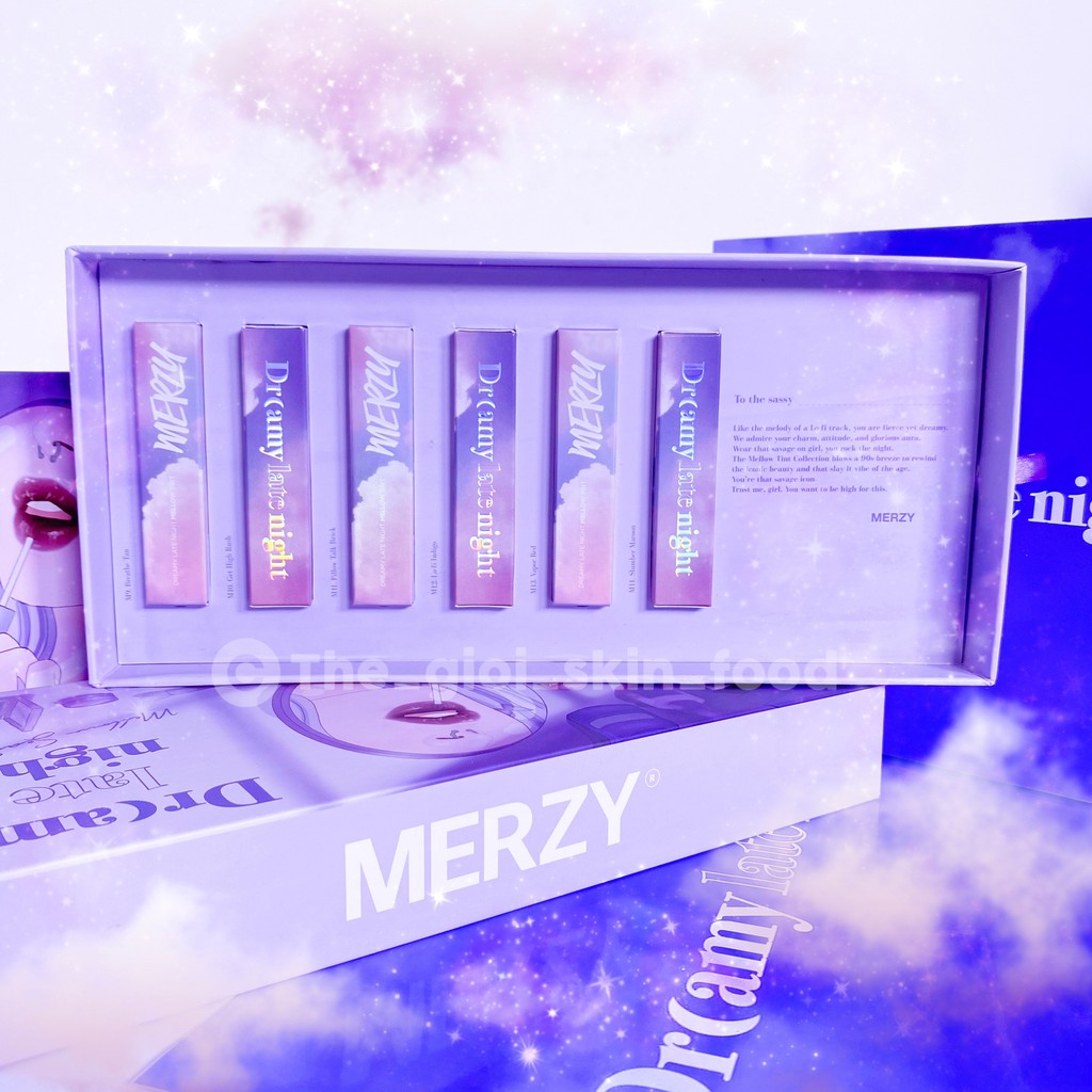 [Phiên Bản A Late Night Mood] Set 6 Son Kem Lì, Mịn Mượt Môi Merzy Dreamy Late Night Mellow Tint 4g