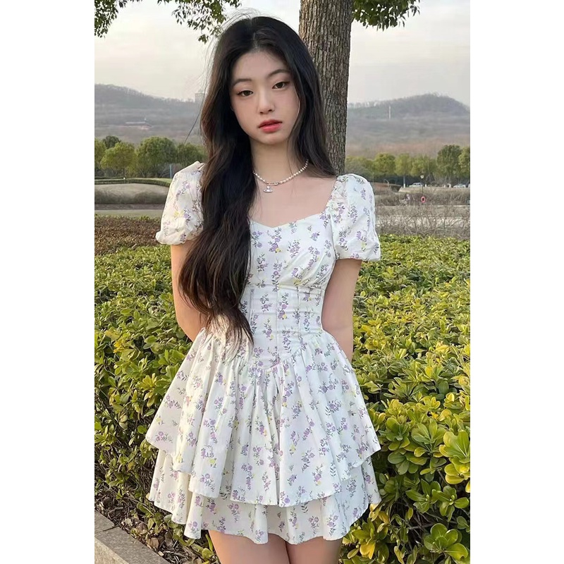 Sexy đầm trắng đầm tay phồng đầm hở lưng váy hoa nhí vintage váy ngắn đầm cổ vuông đầm bigsize nữ váy nữ xinh đầm vintage váy nữ xinh váy đi chơi đầm đi tiệc đầm nữ