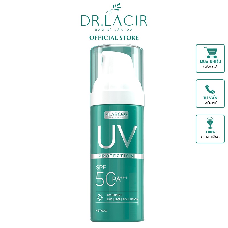 [tặng 5 gói phan tả diệp] Kem chống nắng đa tầng DrLacir SPF 50PA+++ Uv Protection Ylabcos (Hộp 60g)