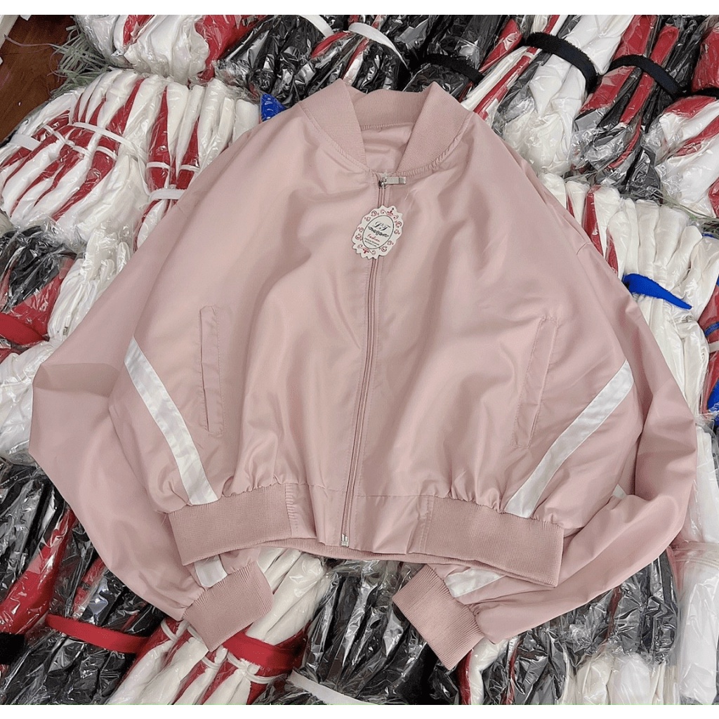 Áo Khoác Bomber Nữ Form Lửng Phối Sọc Cực Xinh Mẫu Mới Cực HOT - CLITUS FASHION