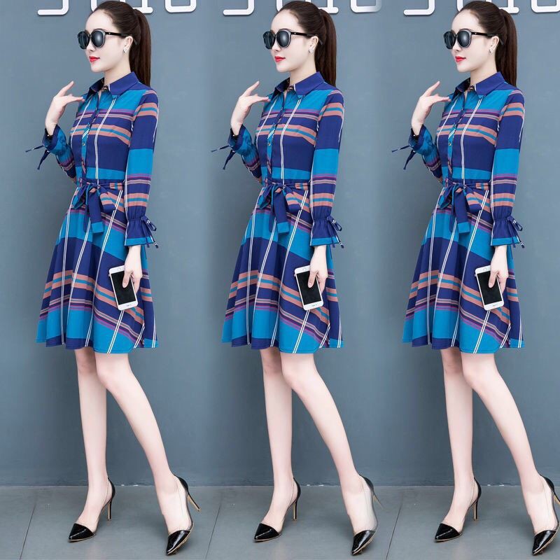 Đầm Kẻ Bubery Cổ Đức, Chất Vải Nhập Hàn Cao Cấp, Thoáng Mát, Phong Cách Lịch Sự da27