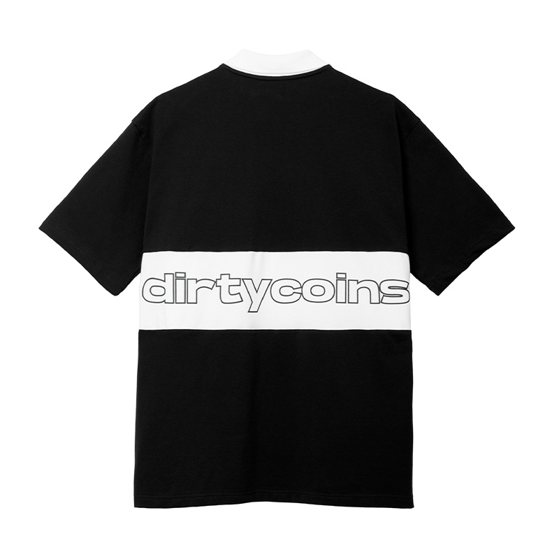 DirtyCoins Striped Polo Shirt - Black