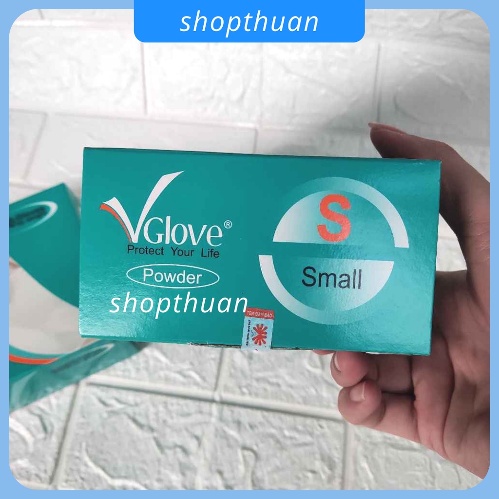 Găng Tay Vglove có bột nhám hộp 100 cái ( 50 đôi )