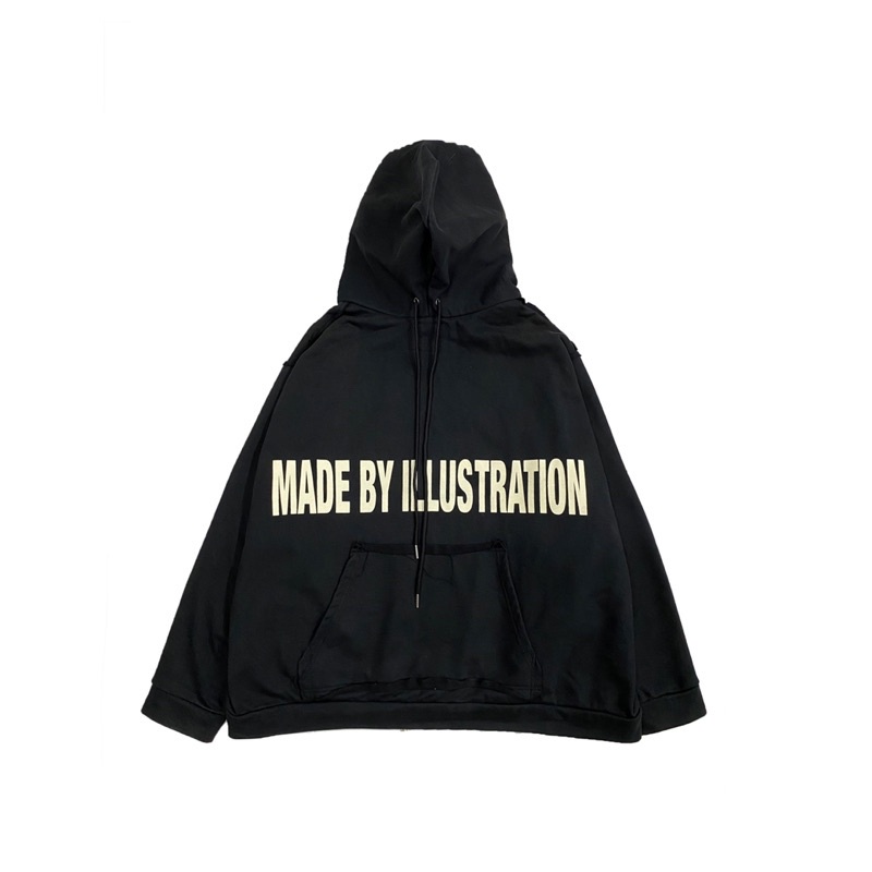 №▪◕ILSN Upside Down Hoodie - Black/ Áo nỉ chân cua bông thiết kế madeby.illustration khoác