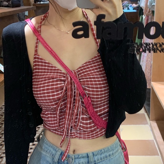 Áo Tank Top Hai Dây Rút Dáng Ôm Thời Trang Quyến Rũ Cho Nữ