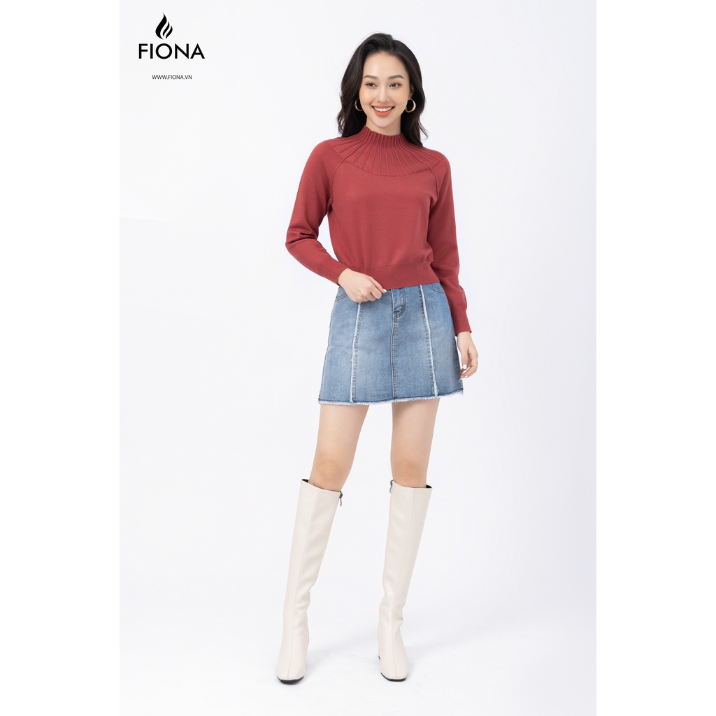 Áo len thu đông dài tay nữ Áo croptop len tăm xuất xịn cổ tròn hàn quốc Fiona F851225