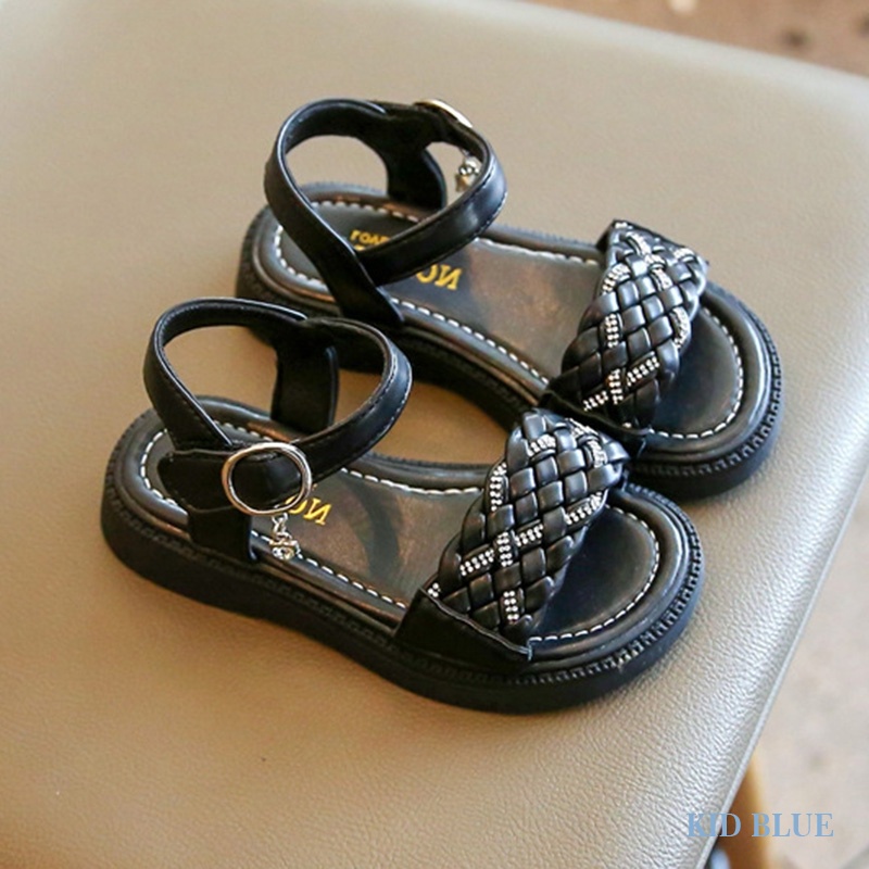 Giày Sandal Đế Mềm Đính Đá Thiết Kế Đơn Giản Phong Cách Phương Tây Thời Trang Mùa Hè Dành Cho Bé Gái