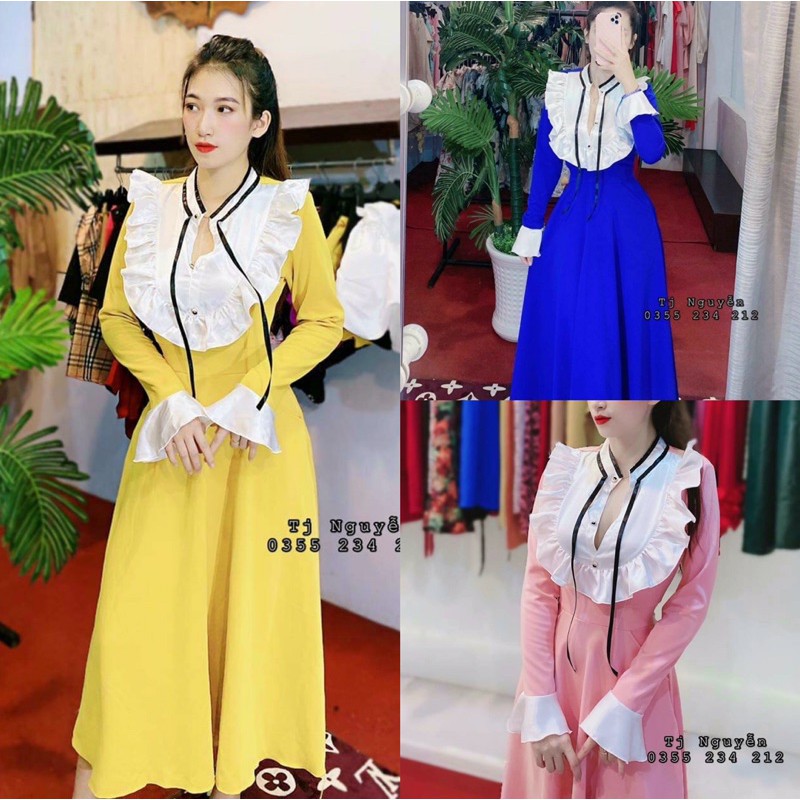 Đầm maxi tiểu thư tay dài có túi hai bên (Có ảnh thật)