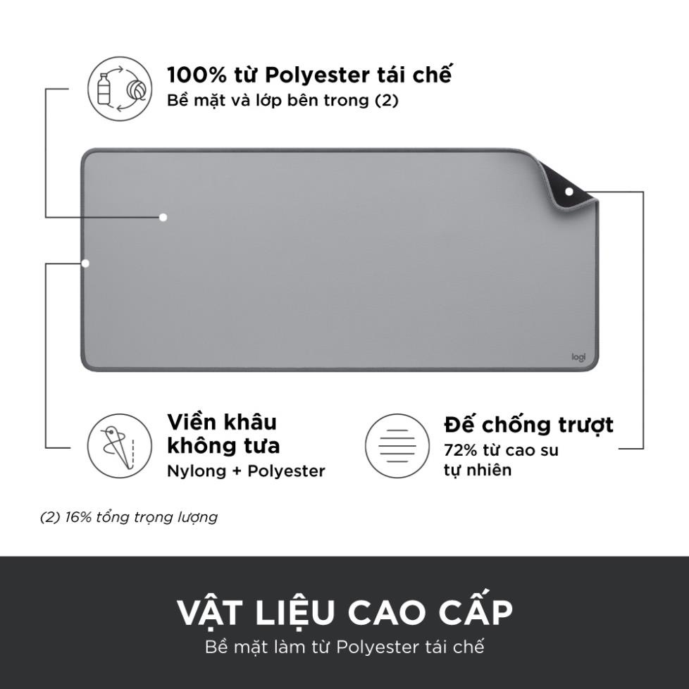 Bàn di chuột - tấm lót chuột Logitech cỡ lớn Deskmat Studio Series - Đế cao su chống trượt, lướt dễ dàng