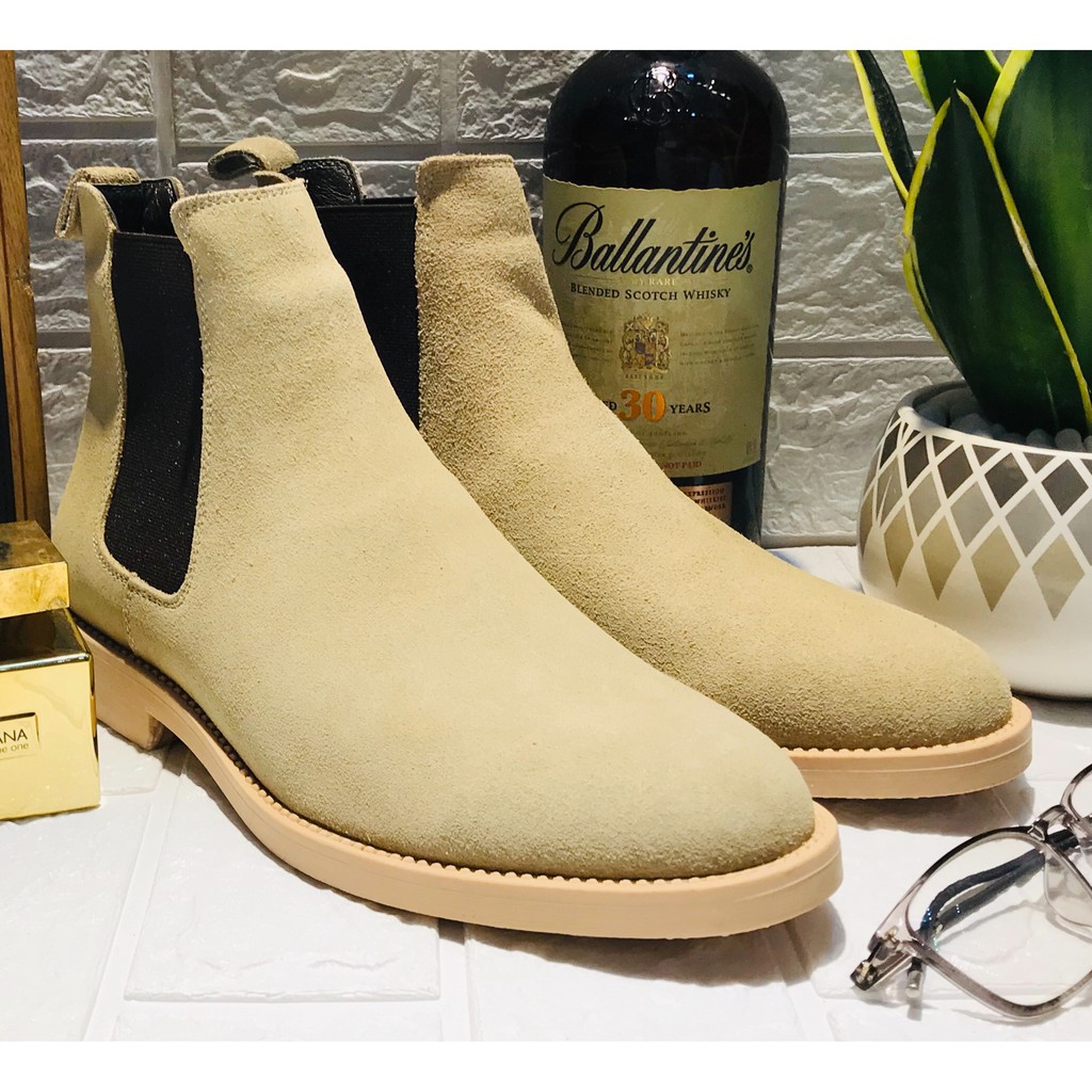[FREESHIP+TẶNG LÓT TĂNG CHIỀU CAO] CHELSEA BOOTS PLUS 2019 DA LỘN MÀU KEM | BigBuy360 - bigbuy360.vn